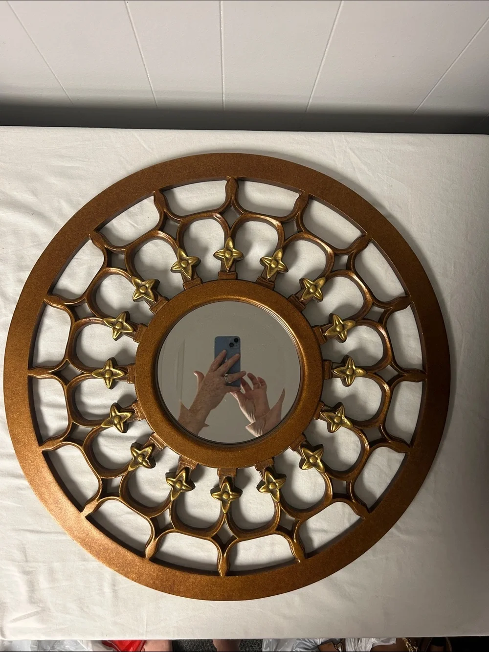 BOMBAY Decorative Round Wall Mirror in Metallic Bronze and Gold